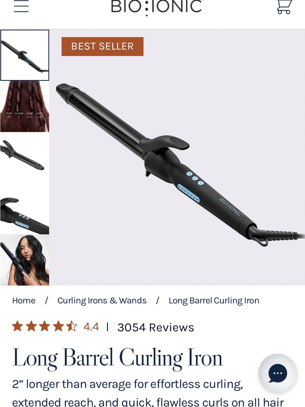 Bio Ionic Long Barrel Curling Iron - Black
